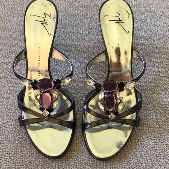 EUC Silver Giuseppe Zanotti mule’s w/ purple gems - Picture 5 of 6